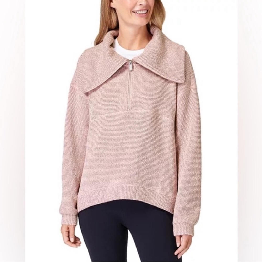 Sweaty Betty Women’s Restful Boucle Textured Half Zip Pullover Sweatshirt - M